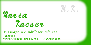 maria kacser business card